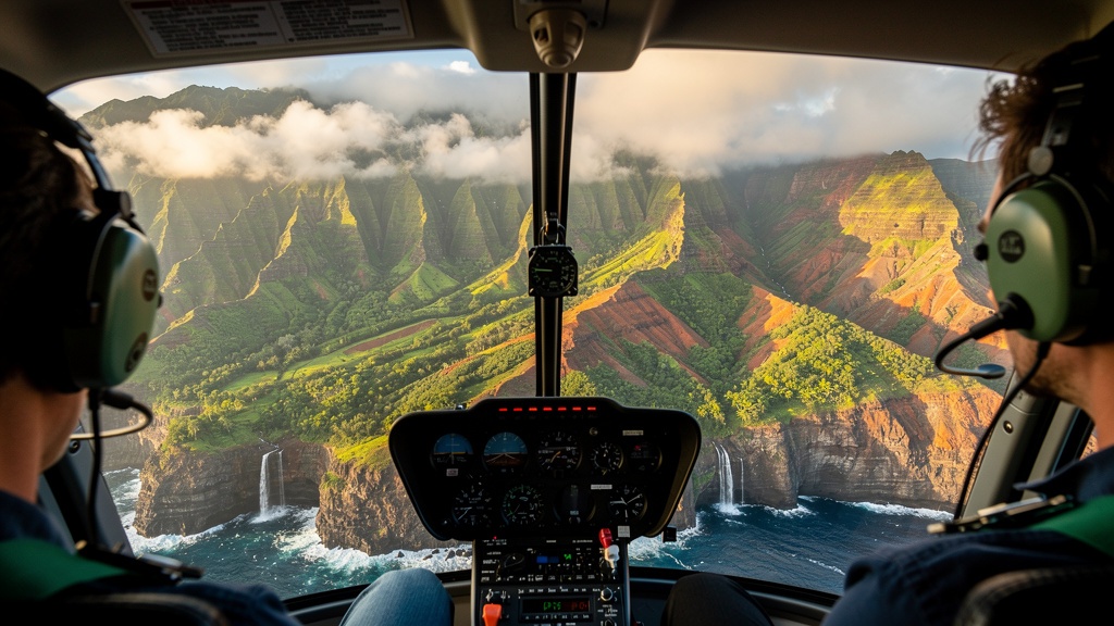 Helicopter tour over Hawaii's dramatic coastline and valleys