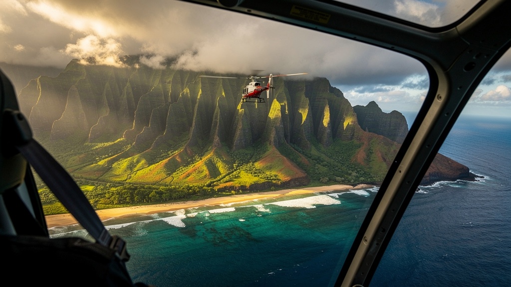 Helicopter over the Na Pali Coast