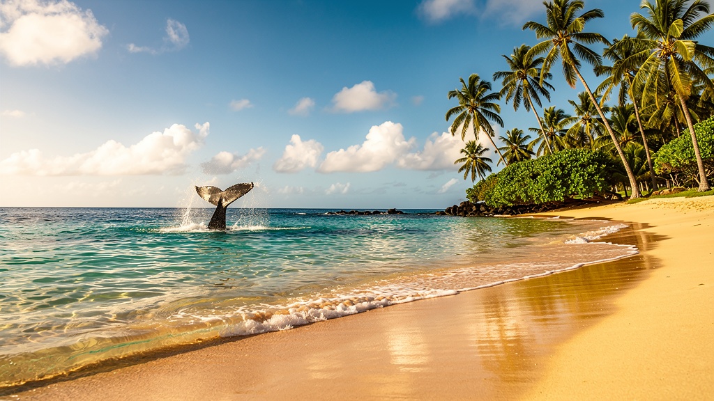 Clear turquoise Hawaiian beach in summer