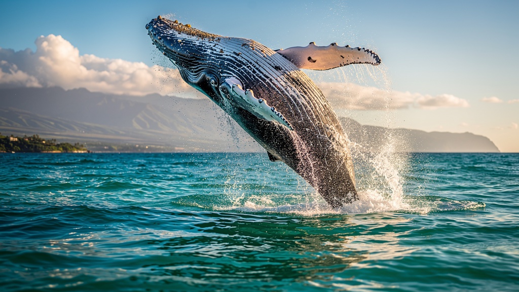 Humpback whale breaching off Maui
