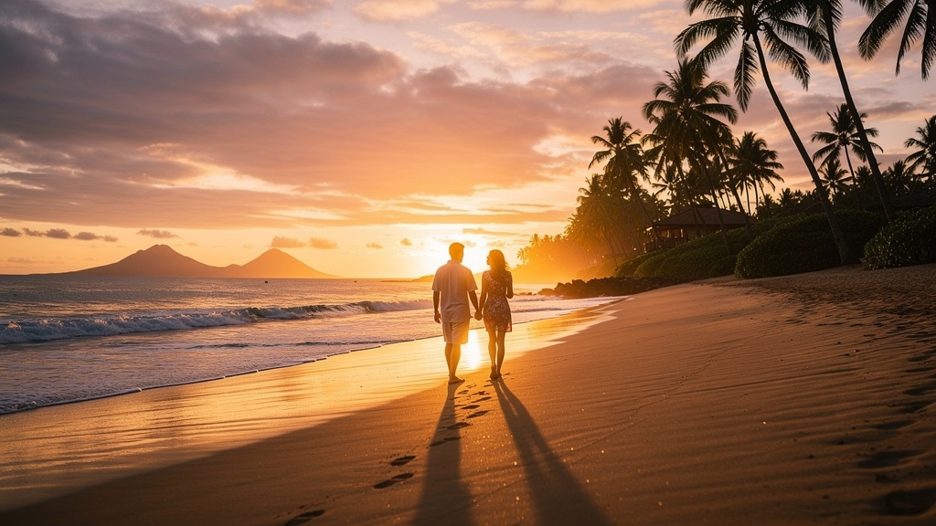 Couple at sunset on a beach