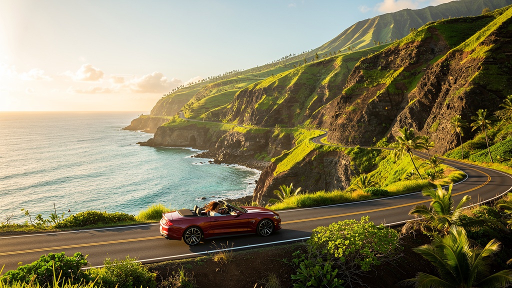 Scenic coastal road on Maui