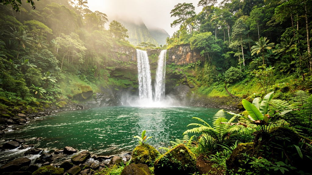 Wailua Falls double waterfall