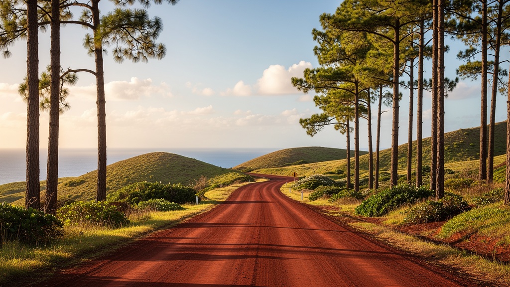 Cook pine road on Lanai island