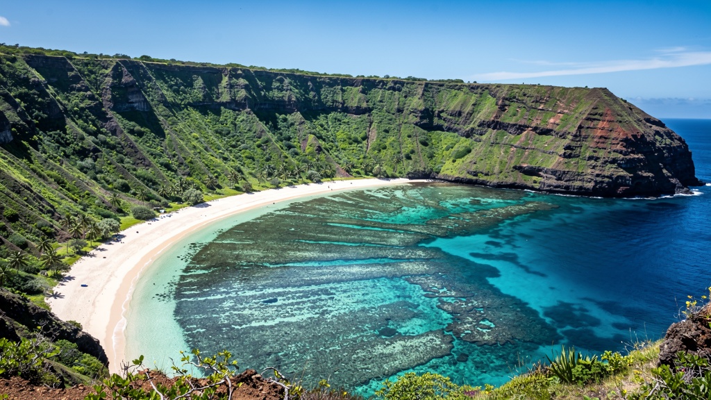 Hanauma Bay nature preserve lagoon on Oahu