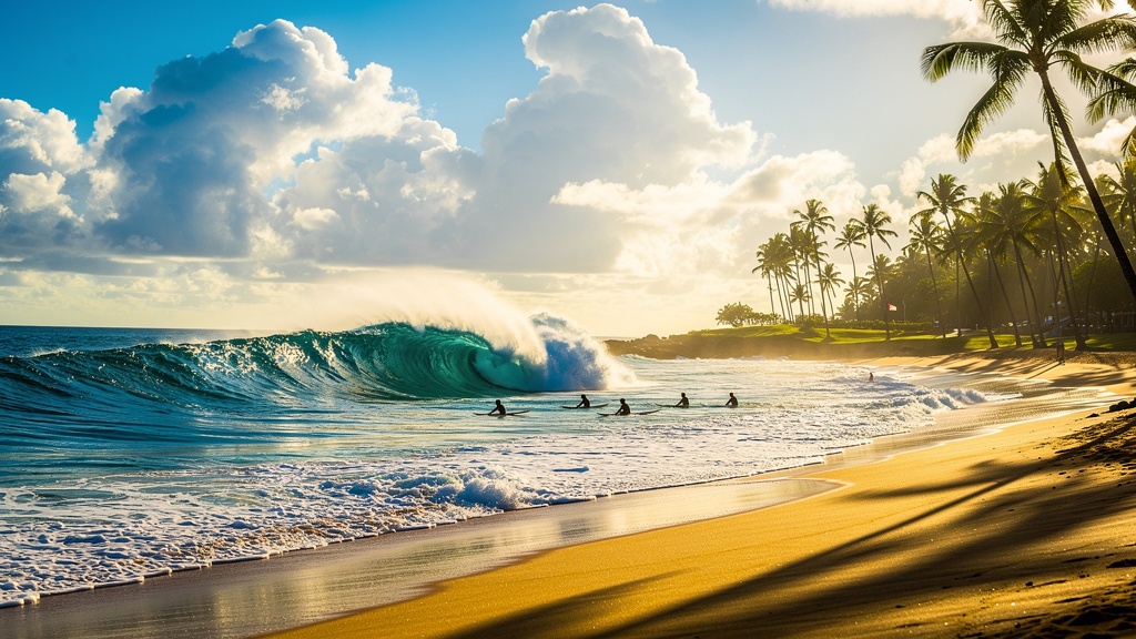 Powerful waves breaking on the North Shore of Oahu