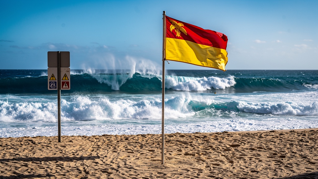 Safety flag system at a Hawaiian lifeguard tower