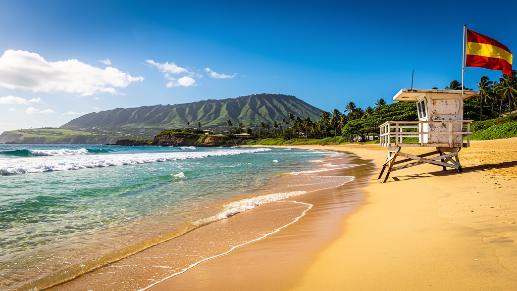 Lifeguarded Hawaiian beach